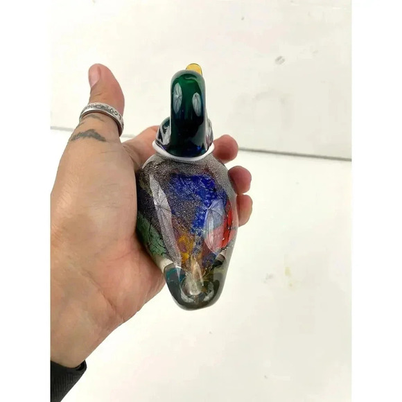 VTG Hand Blown Murano Glass Duck Paperweight Sparkle - Picture 15 of 16
